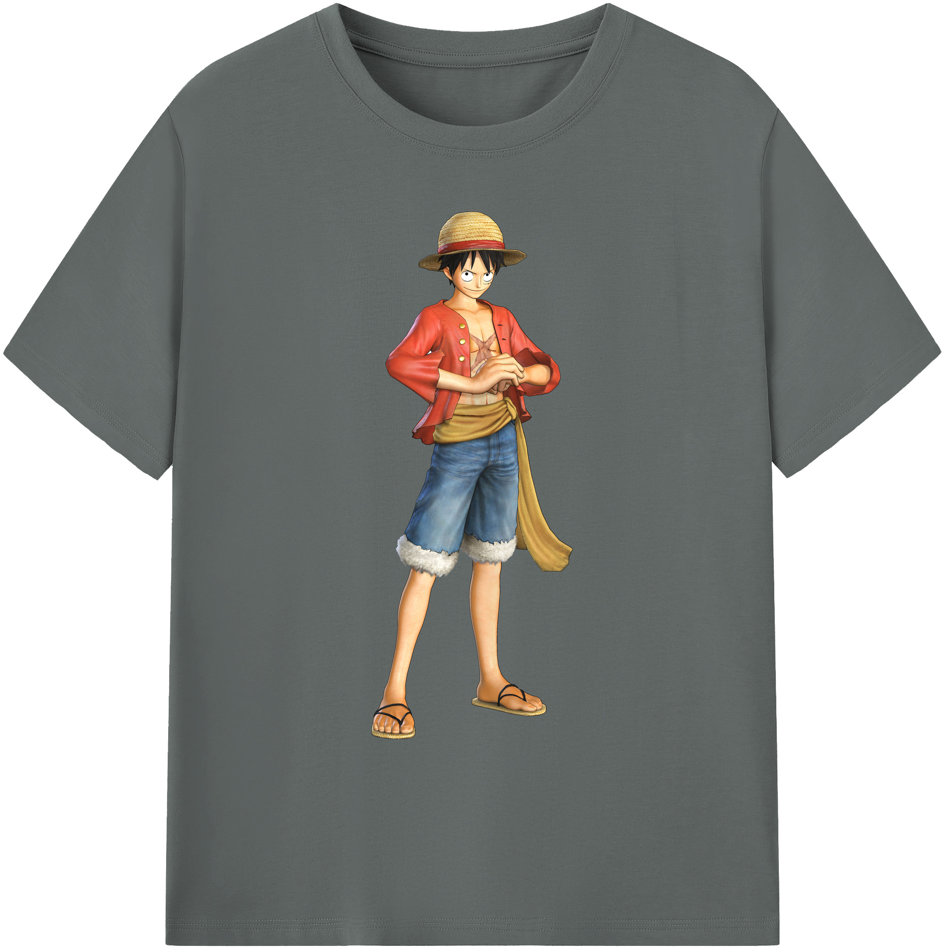 ワンピース モンキー・D・ルフィ ONE PIECE Monkey D. Luffy 綿100％ メンズ半袖Tシャツ｜肌触りやわらか＆通気性